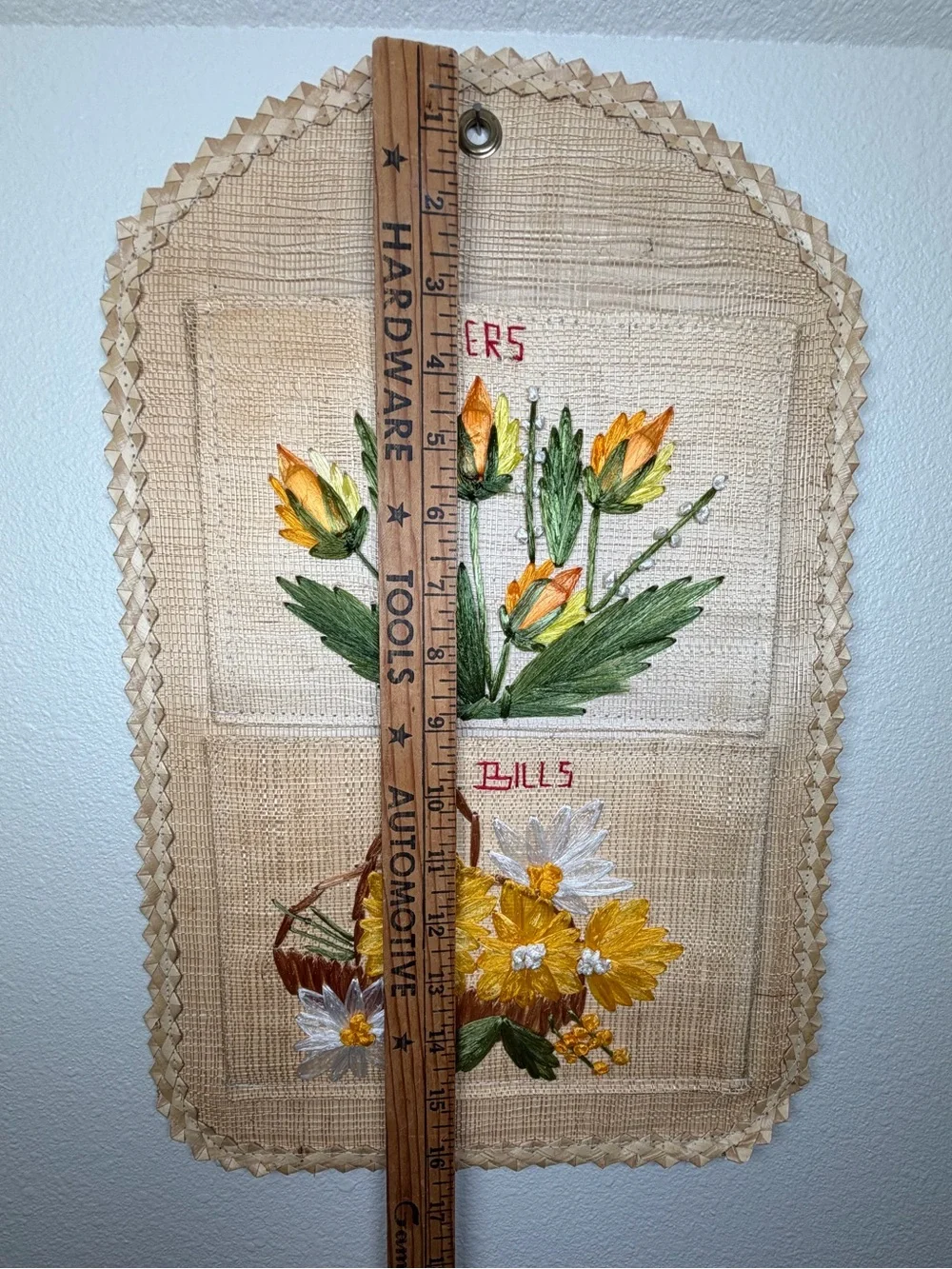 Vintage Florida Rafia Letters & Bills Organizer Wall Hanging Philippine Souvenir